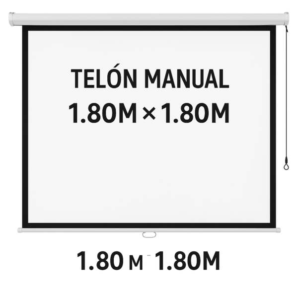 Telón Manual 1.80M x 1.80M Retráctil para Proyección