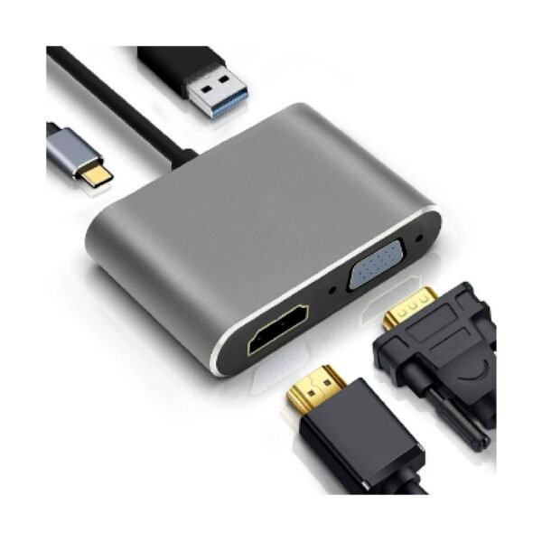 Cable convertidor Tipo C a HDMI+VGA+USB 3.0+USB Tipo C-tecnonacho