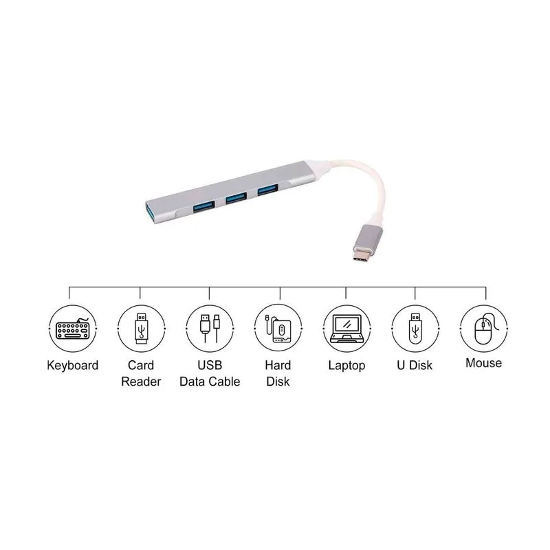 HUB USB 3.0 TIPO C 4 PUERTOS USB 3.0