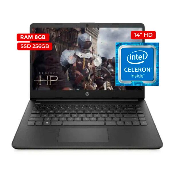Laptop HP de 14" HD-Intel-Celeron-Ram8GB-SSD-256GB-Tecnoancho