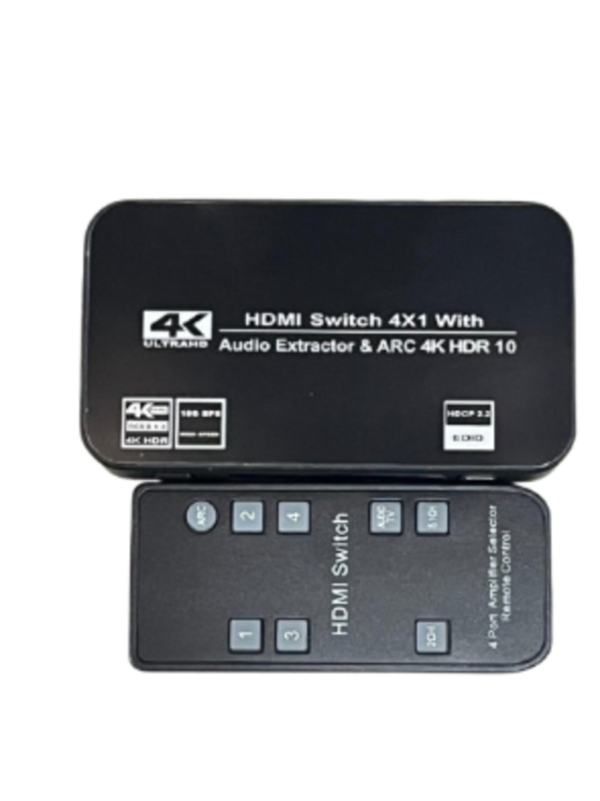 Switch HDMI 4K 1x4 Activo - Audio 3.5mm y Óptico