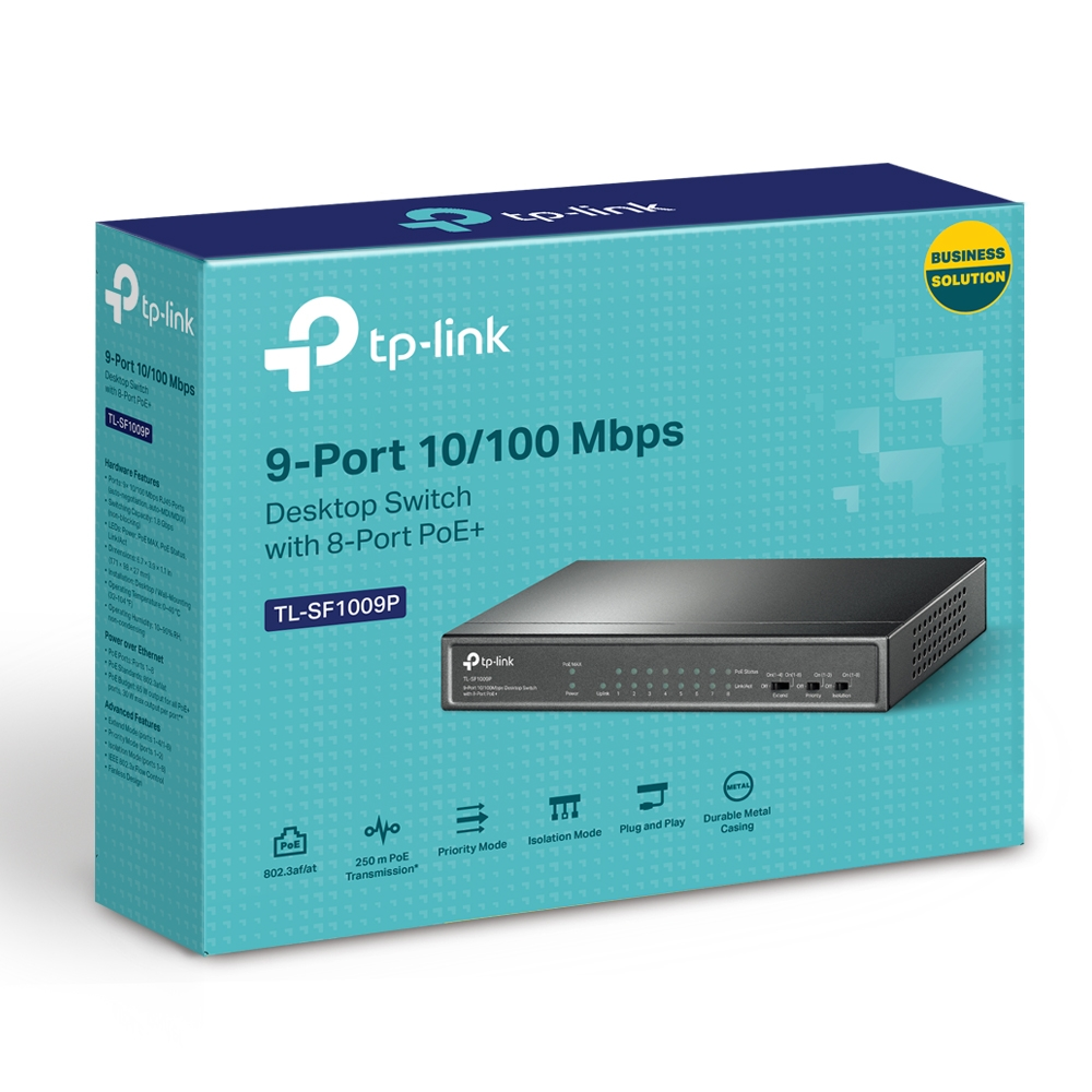 Switch TP-Link TL-SF1009P 8 Puertos PoE 10/100Mbps + 1 Puerto Uplink Switch TP-Link TL-SF1009P 8 Puertos PoE 10/100Mbps + 1 Puerto Uplink