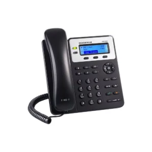 Teléfono IP Grandstream GXP1620/1625 en un escritorio, mostrando su elegante diseño con pantalla LCD y teclas de función. Ideal para empresas que buscan mejorar comunicaciones con tecnología avanzada