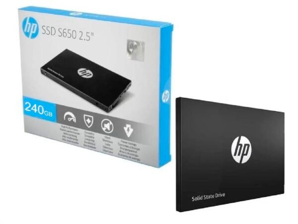 Disco Duro SSD HP 240GB. Imagen del producto mostrando su diseño compacto y elegante.