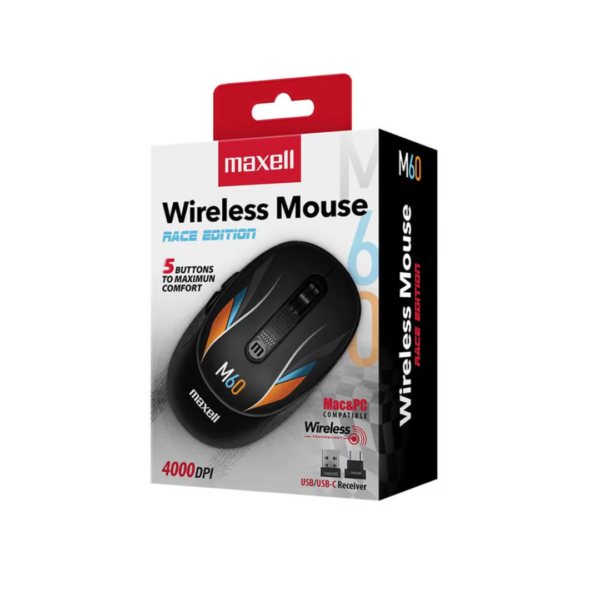 Mouse Inalámbrico Maxell MOWL-MR1 Race M60 4000 DPI USB/USB-C