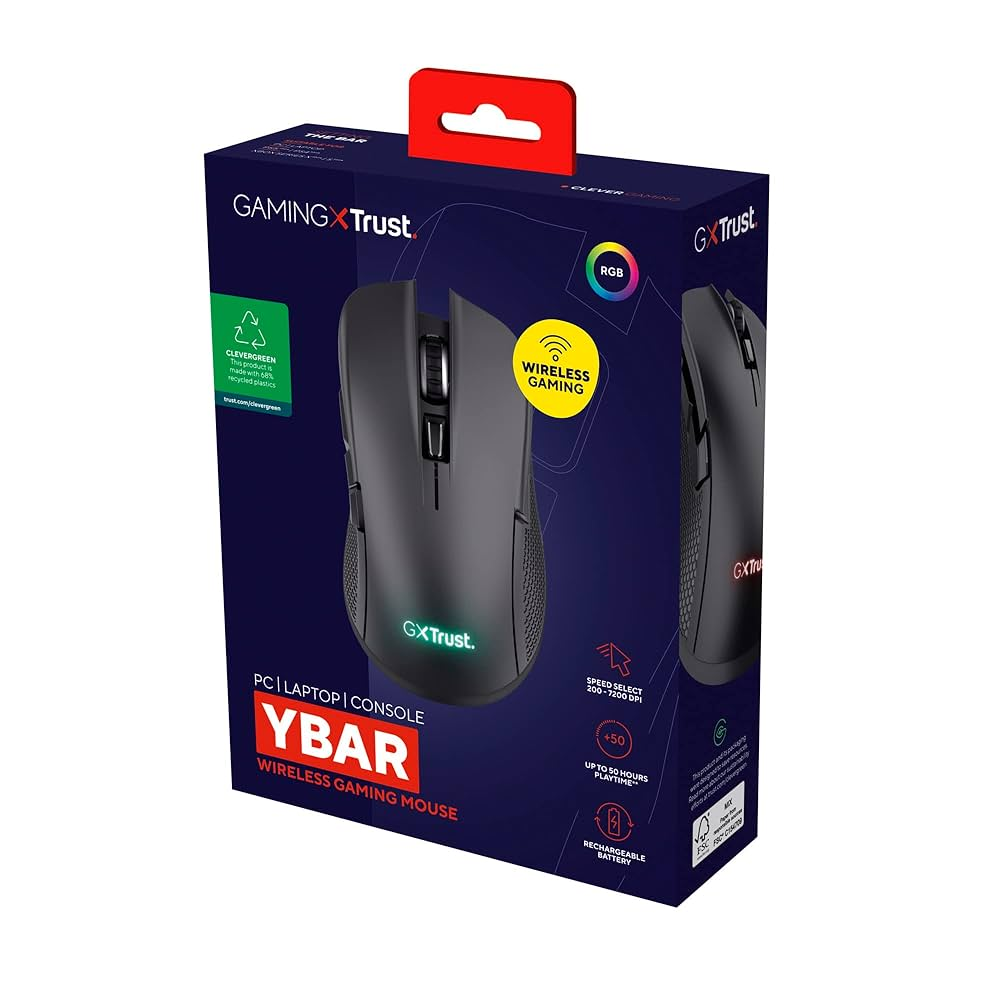 Mouse Gamer Trust GXT 923 Ybar RGB Inalámbrico - Precisión y Estilo para Gamers Mouse Gamer Trust GXT 923 Ybar RGB Inalámbrico - Precisión y Estilo para Gamers