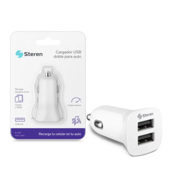 Cargador Steren ELI-862 – 2 Puertos USB para Auto