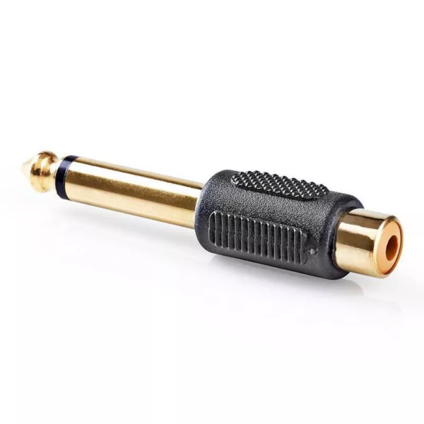 Adaptador Plug 6.3mm Mono Macho a RCA Hembra – Conexión de Audio