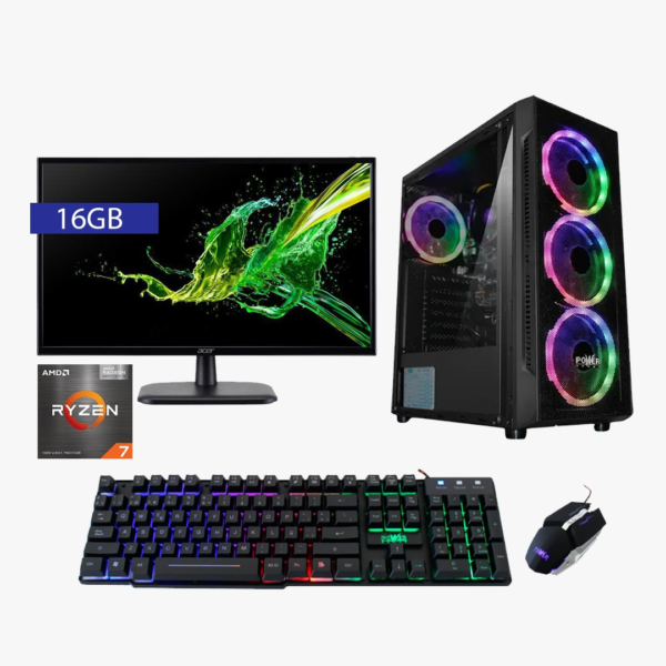 PC Gamer Power Group R57162SG Ryzen R7 5700G 16 GB, 512GB+ Monitor Acer | Combo | Linux