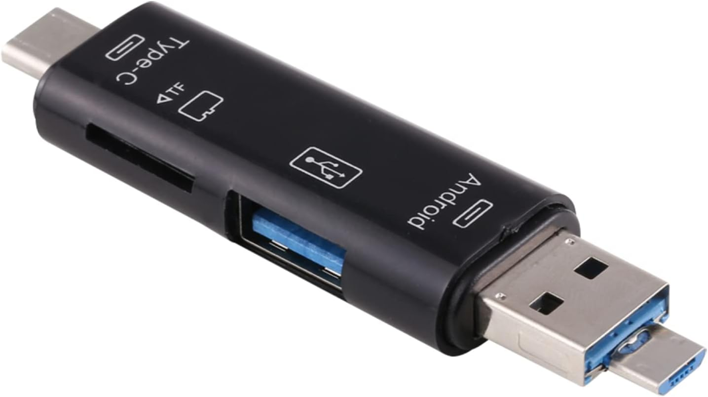 Lector de tarjetas 3 en 1 USB 3.0 con conectores Tipo C y Micro USB.