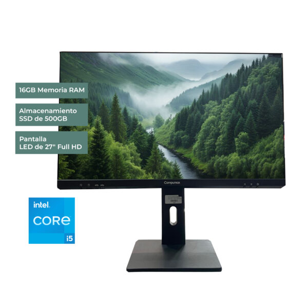 Todo en Uno Compumax i5 12450H 16GB SSD 500GB 27" FHD W11 Pro