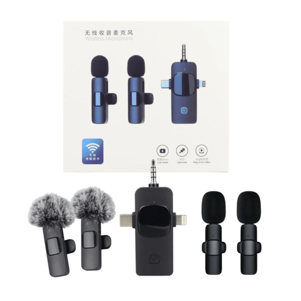 Micrófono De Solapa Inalámbrico K15 Plus Triple Compatibilidad 3 en 1