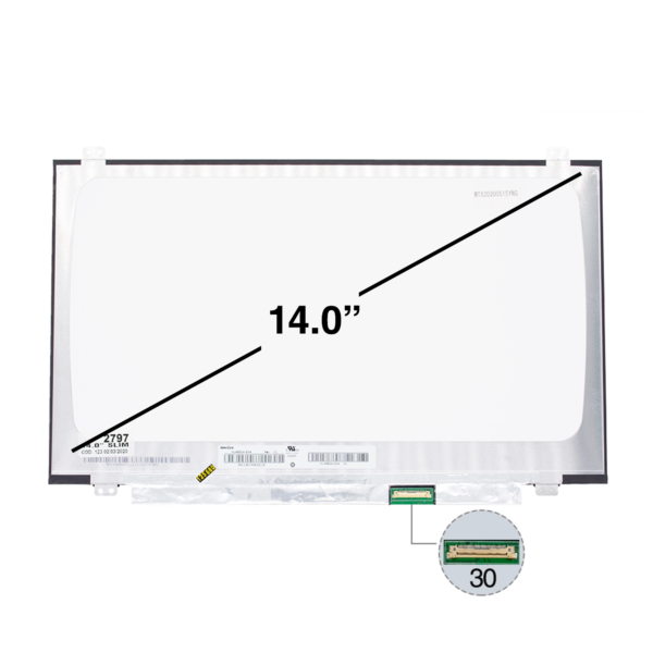 Pantalla portátil 14″ IPS 30 pines con guías Ref 2797