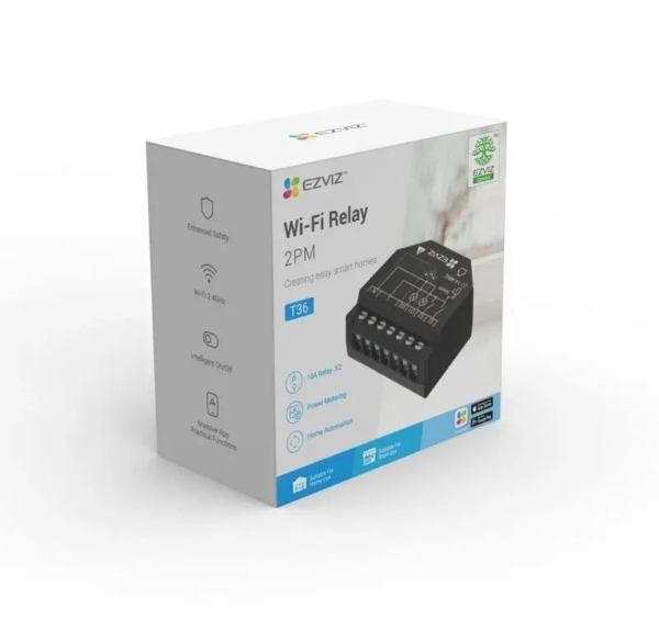 Relé Inteligente Ezviz T36 2 Canales Wi‑Fi y Medición Energía