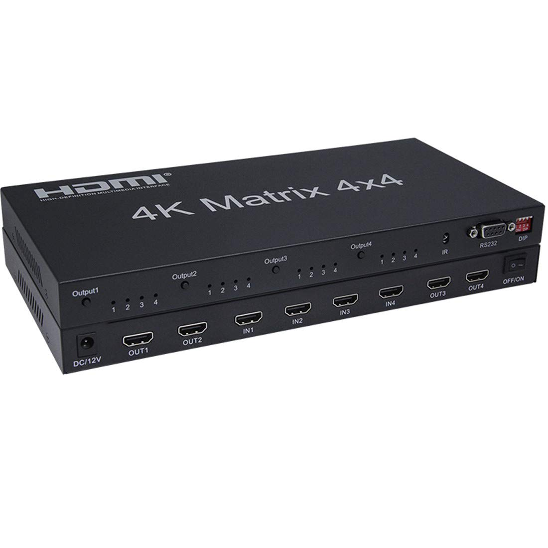 Splitters HDMI Matriz 4x4 Audio Óptico IR RS232 4K