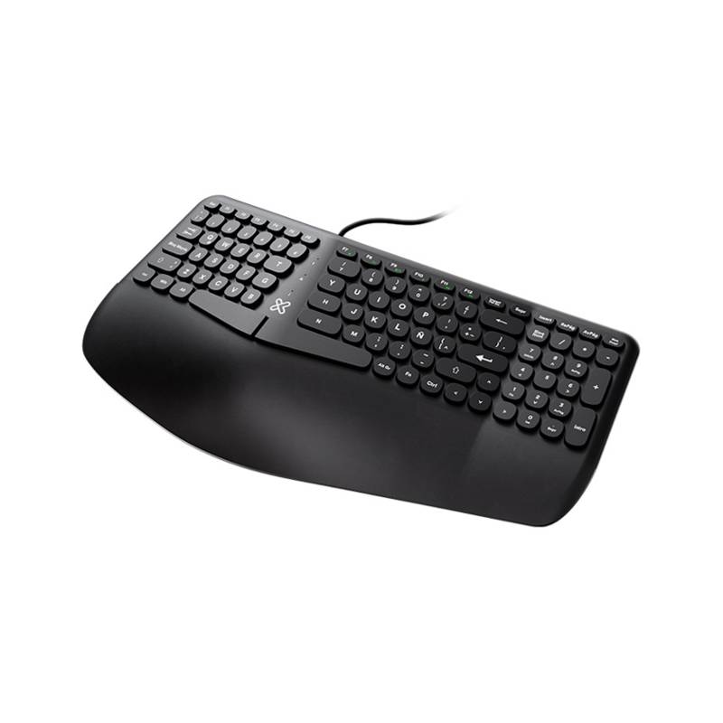 Teclado USB KlipXtreme KBK‑260S Evolve ergonómico full‑size