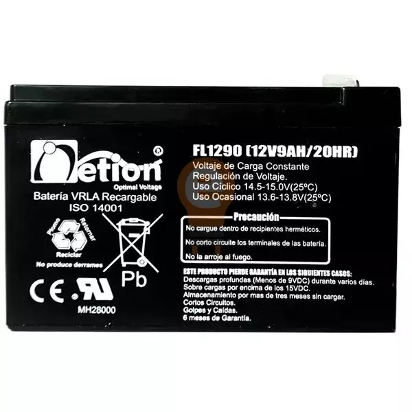 Batería Netion 12V 9Ah Recargable UPS Alarmas Sellada AGM