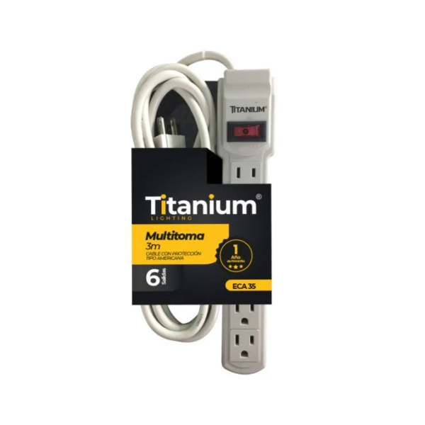 Regleta Titanium 6 Puestos 3 m con Protección Eléctrica