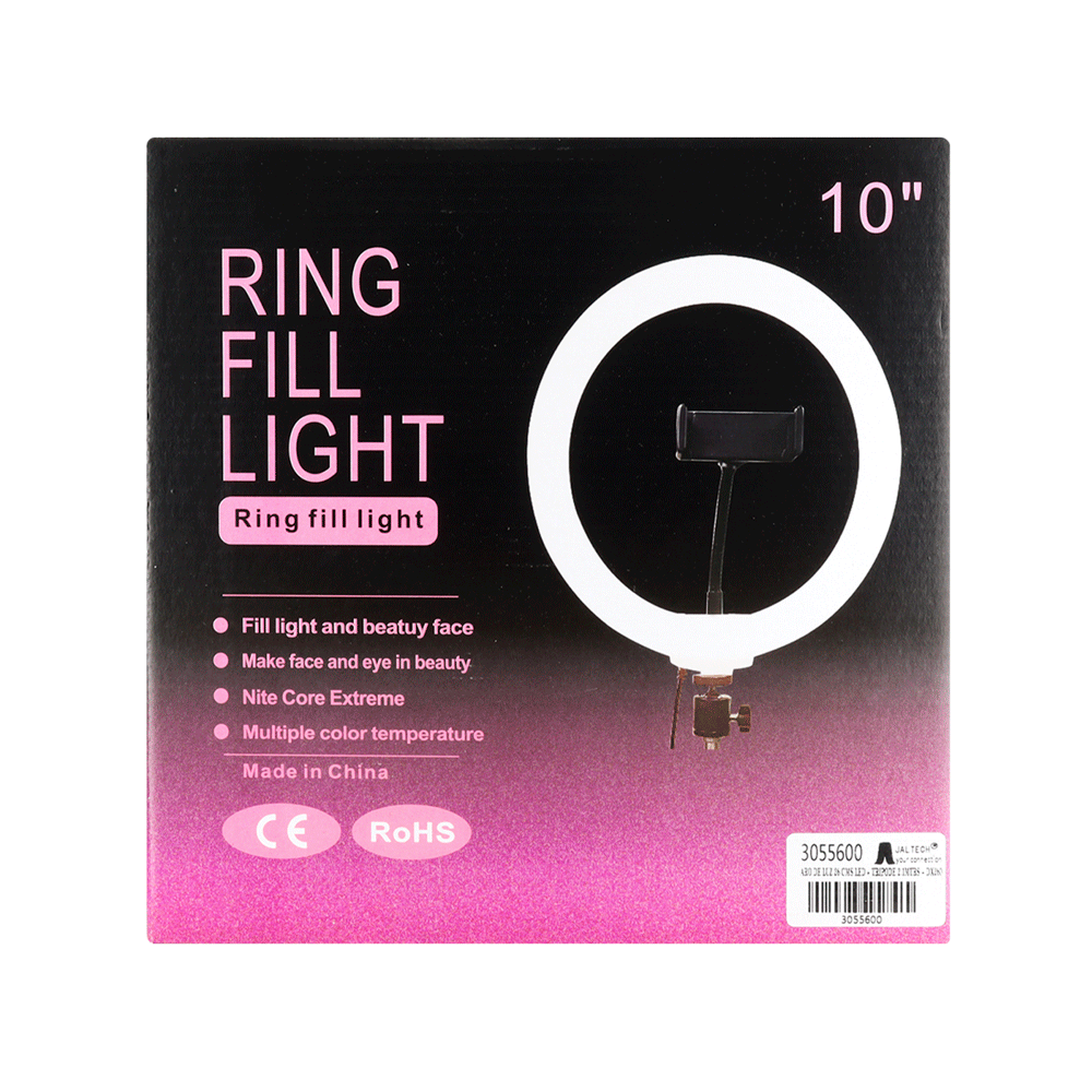 Aro de Luz LED 26 cm con Trípode 2.1 m y Soporte Celular