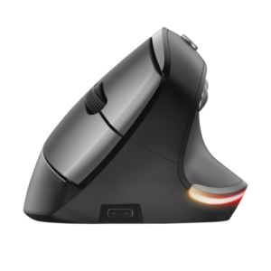 Mouse Trust Bayo II Vertical Inalámbrico Negro Recargable