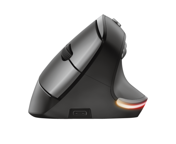 Mouse Trust Bayo II Vertical Inalámbrico Negro Recargable