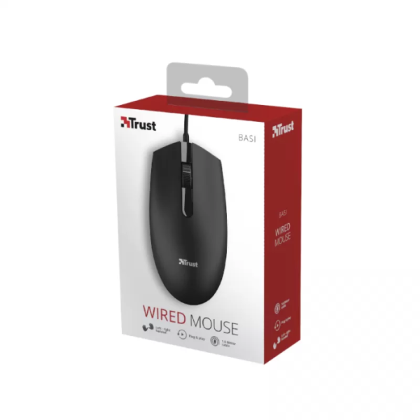Mouse Trust Basi USB Alámbrico Ergonómico 1000 DPI
