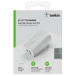 Adaptador Pared Belkin 37 W USB‑A/USB‑C PPS Dual