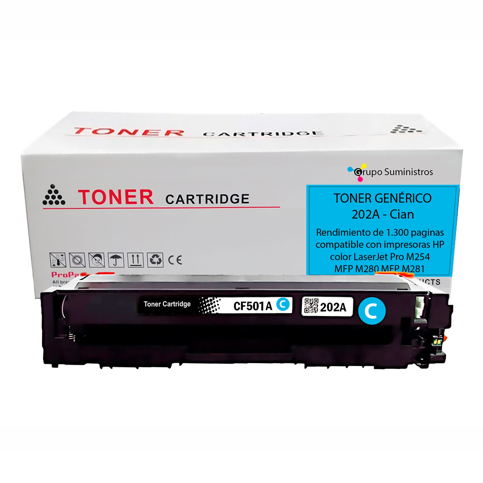 Tóner Compatible HP 202A Cyan (CF501A) | 1 300 páginas