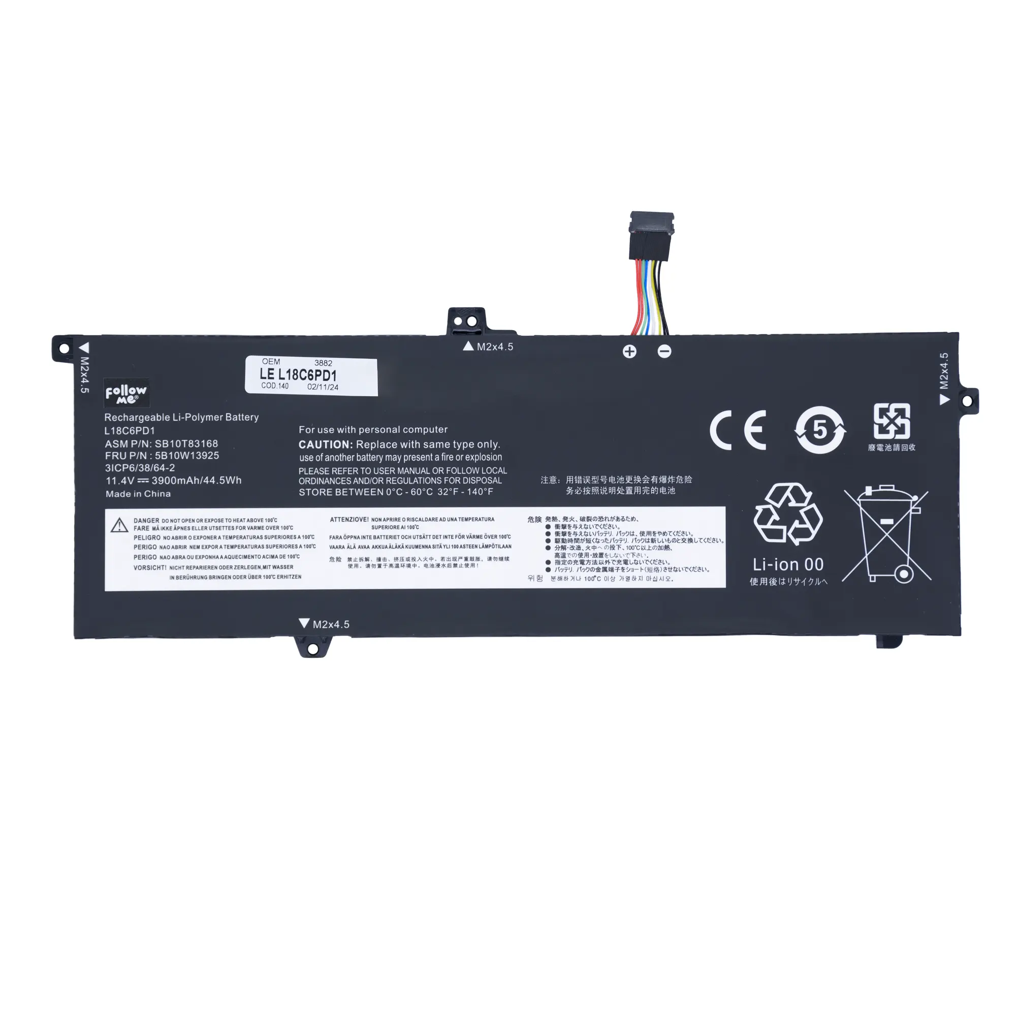 Batería Lenovo X390 X13 Ref 3882 Portátil Original