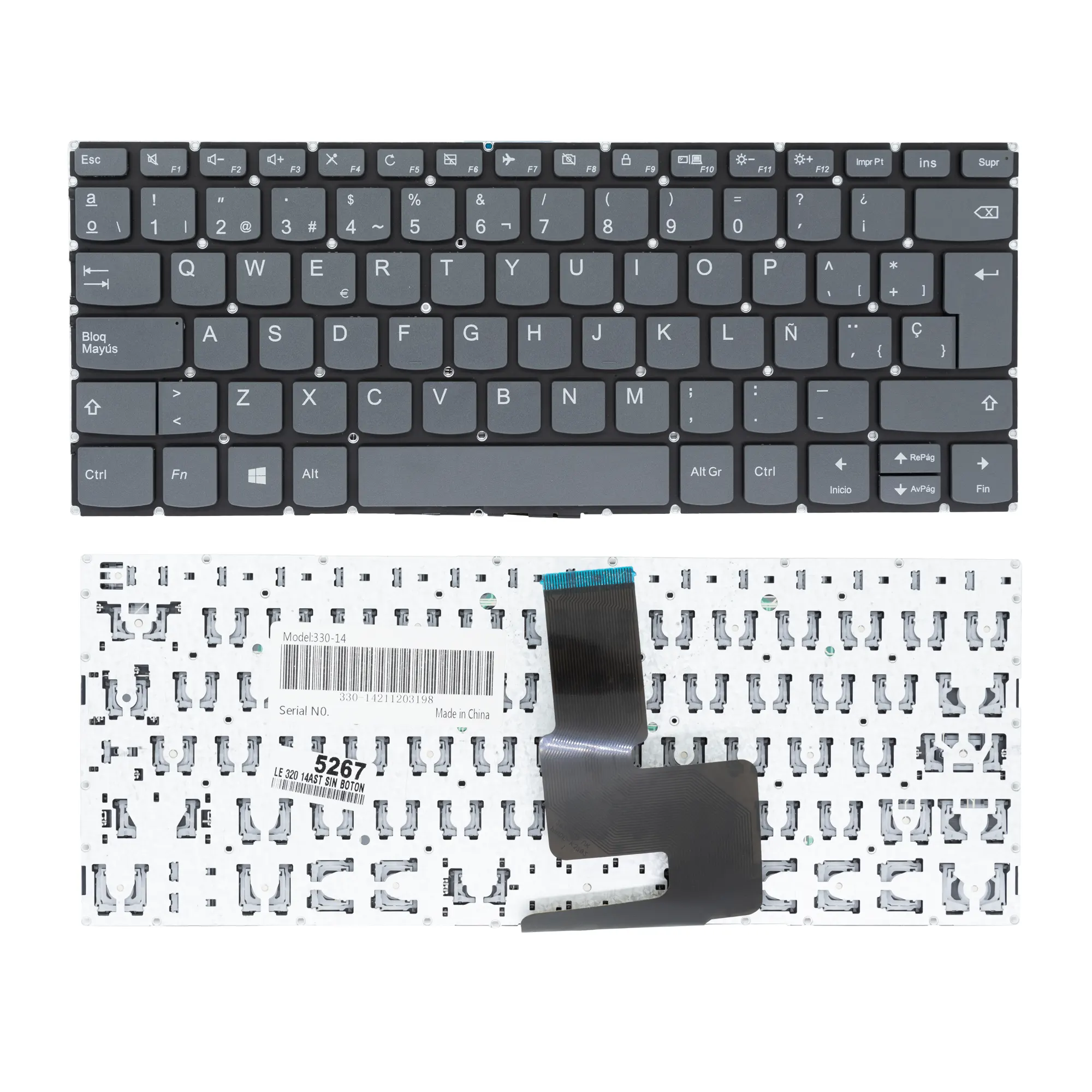 Teclado para Portátil Lenovo 320-14AST Ref. 5267 Español Latino (Sin Botón de Encendido)
