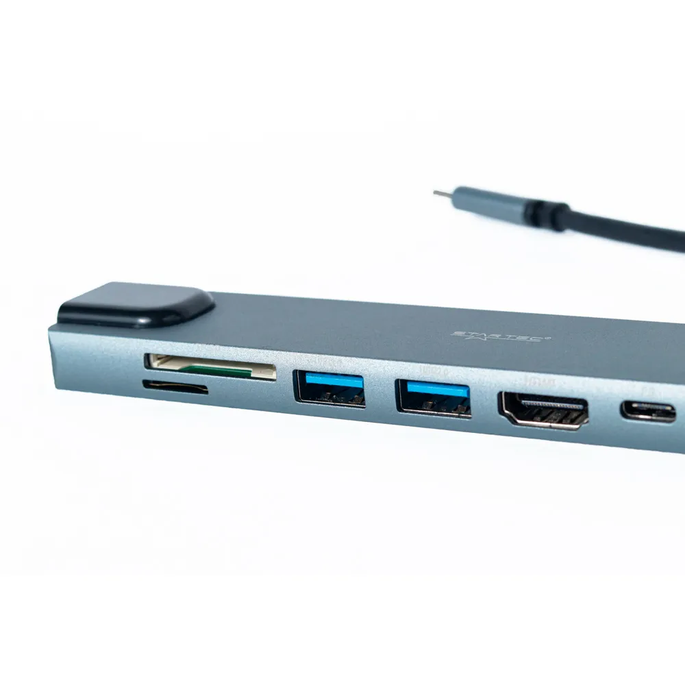 TARJETA DE RED TIPO C LAN CON 2 PUERTOS USB 3.0 + HDMI + TIPO C RJ45 10/100 MBPS 7EN1 STARTEC ST-HU-70