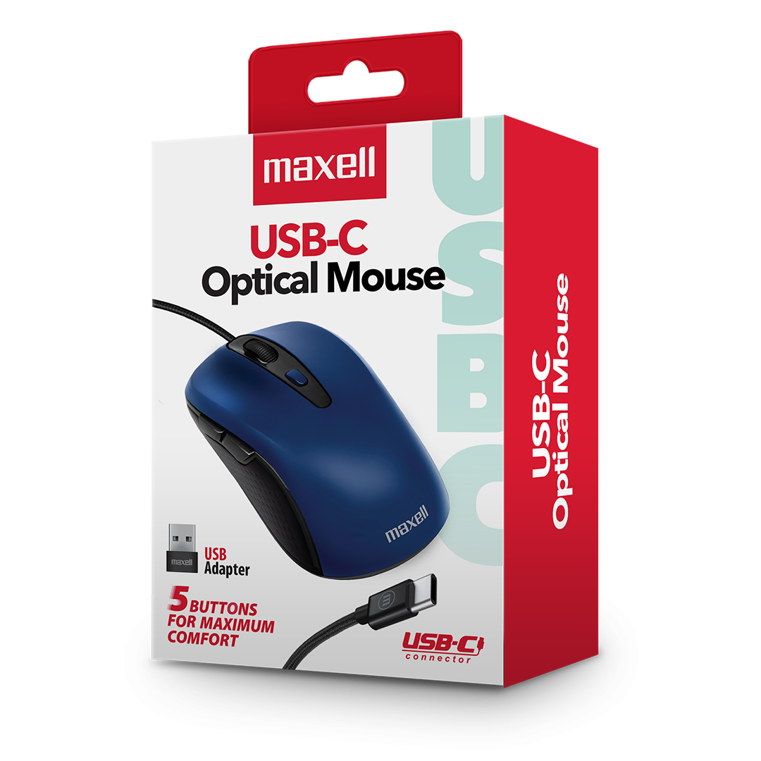 Mouse Maxell MOWR‑105C USB‑C 5‑Botones Resolución 1600 DPI