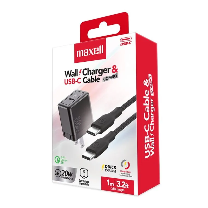Cargador Maxell WCC‑201C USB‑C 20W con Cable 1 m