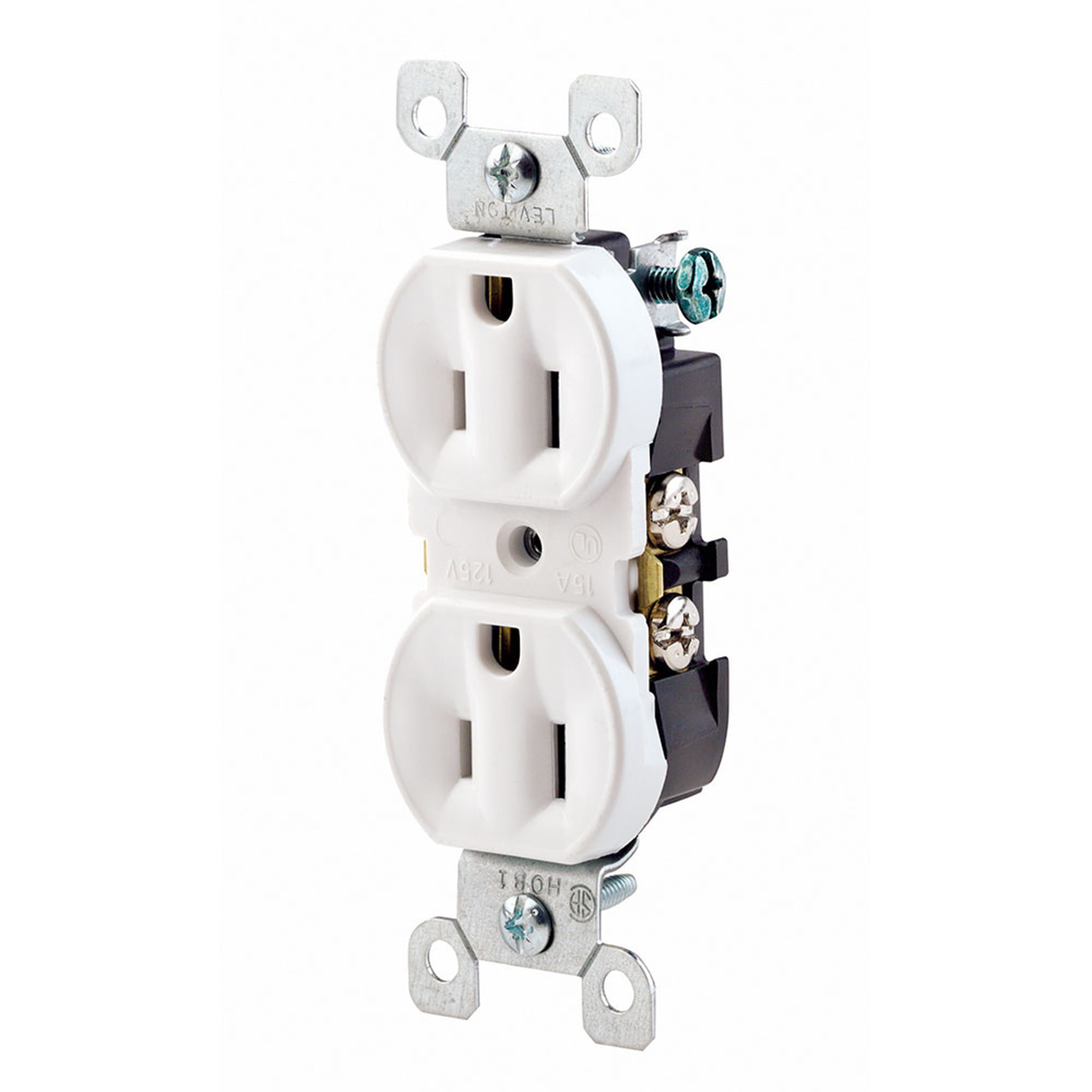 TOMACORRIENTE DOBLE LEVITON CON TAPA