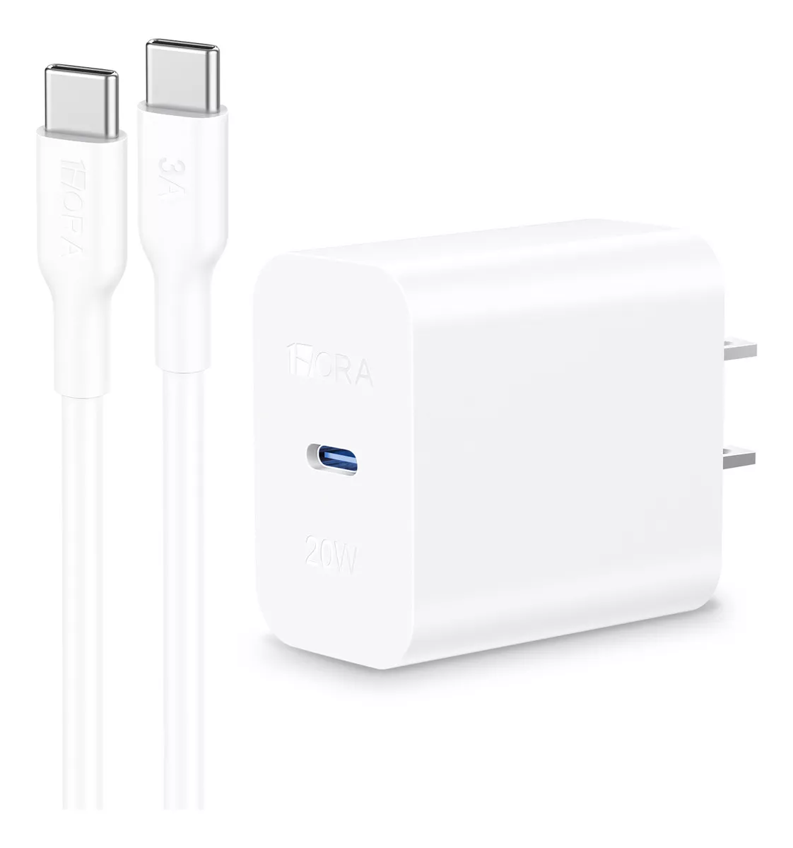 Cargador 1Hora GAR153 GaN 20W USB-C + Cable Tipo C 3A