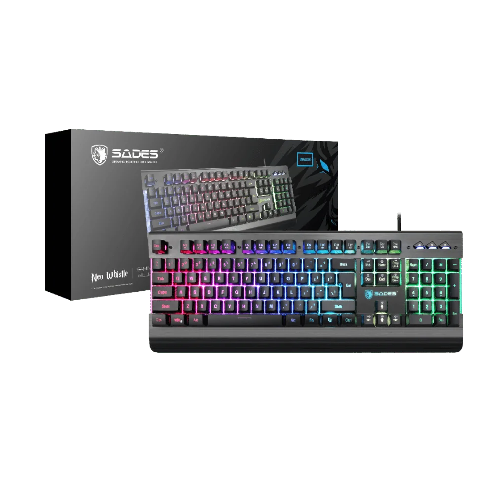 Teclado Gamer Sades Neo Whistle USB Retroiluminado RGB