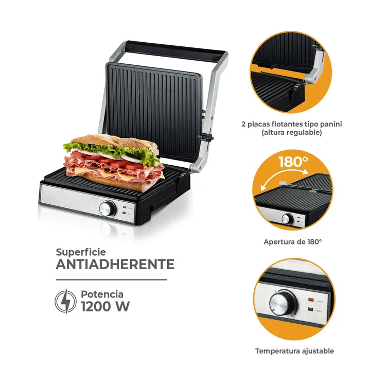 ASADOR GRILL KALLEY K-SG SUPERFICIE ANTIADHERENTE 1200W 180°