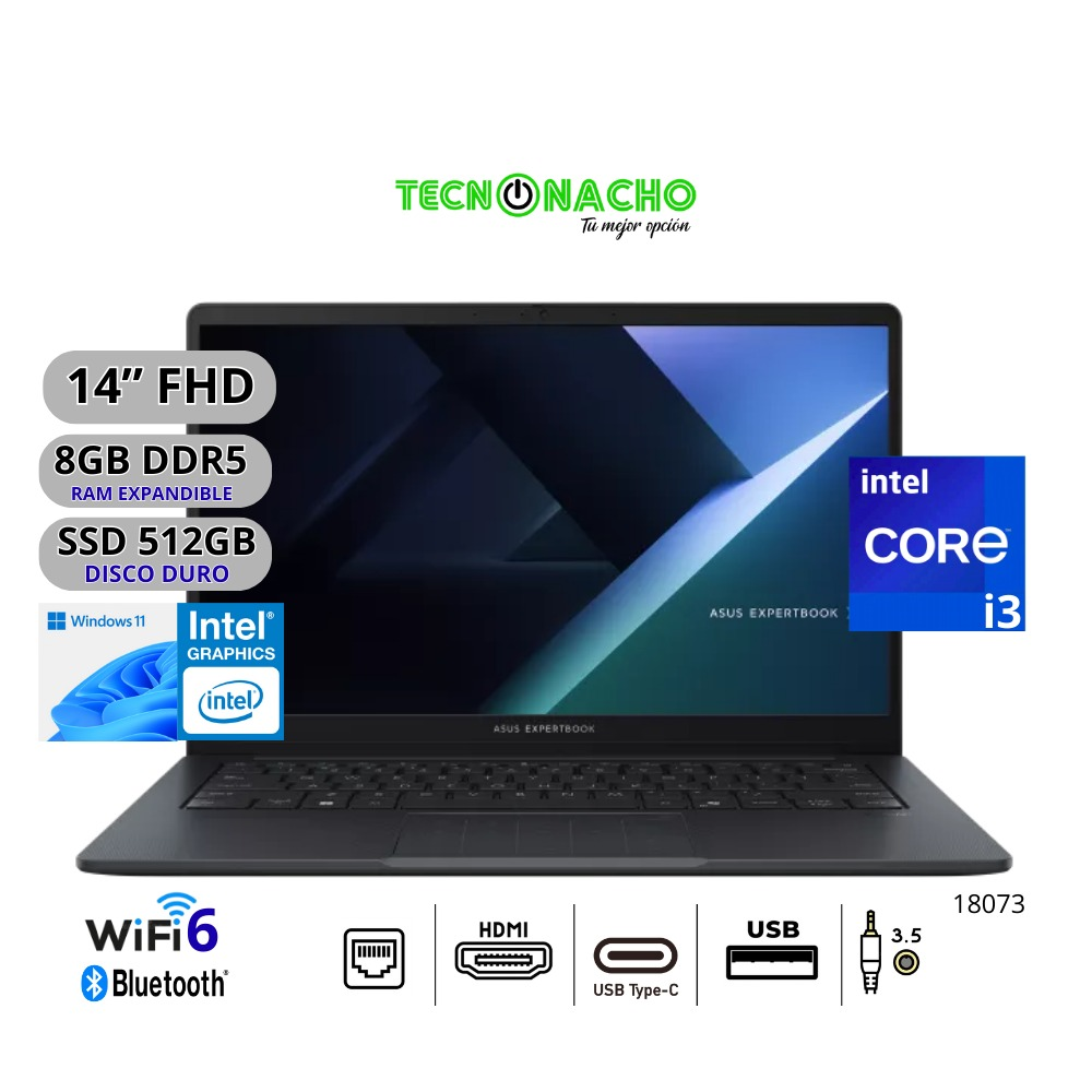 Portátil ASUS ExpertBook B1403CVA Core i3-1315U, 8GB DDR5, SSD 512GB, 14″ Full HD Portátil ASUS ExpertBook B1403CVA Core i3-1315U, 8GB DDR5, SSD 512GB, 14″ Full HD