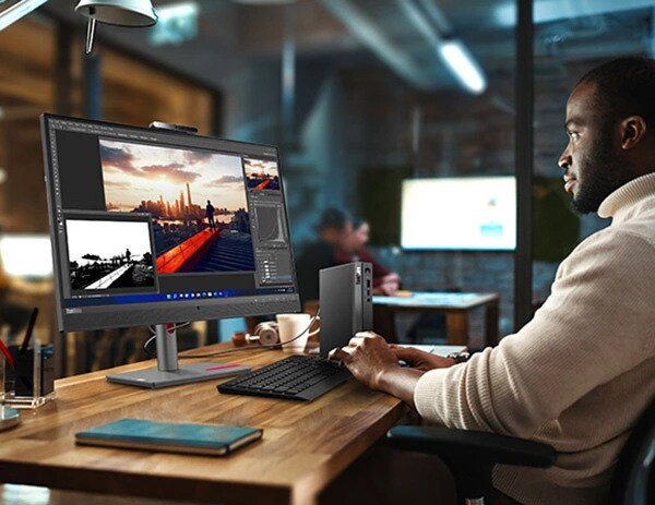 COMPUTADOR LENOVO THINKCENTRE NEO 50Q GEN 4 INTEL CORE I5 13420H TINY TORRE 8GB SSD 256GB CON MONITOR LENOVO MONITOR THINKVISION S22-4E LCD + COMBO TECLADO Y MOUSE