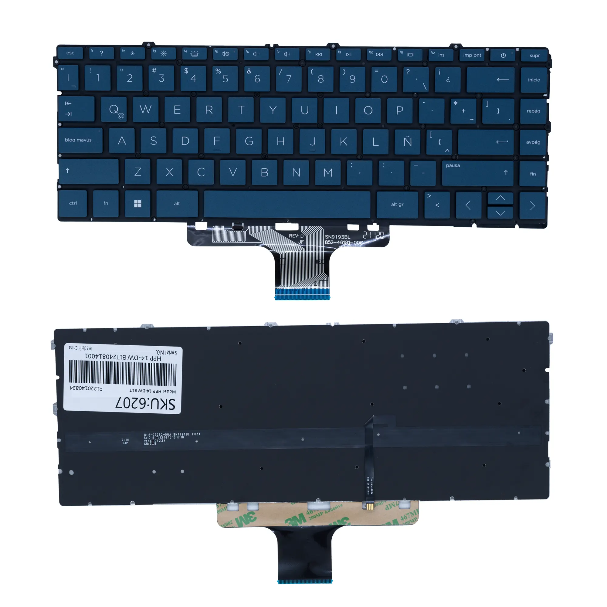 Teclado para Portátil HP 14-DW Retroiluminado Azul (Ref. 6207)