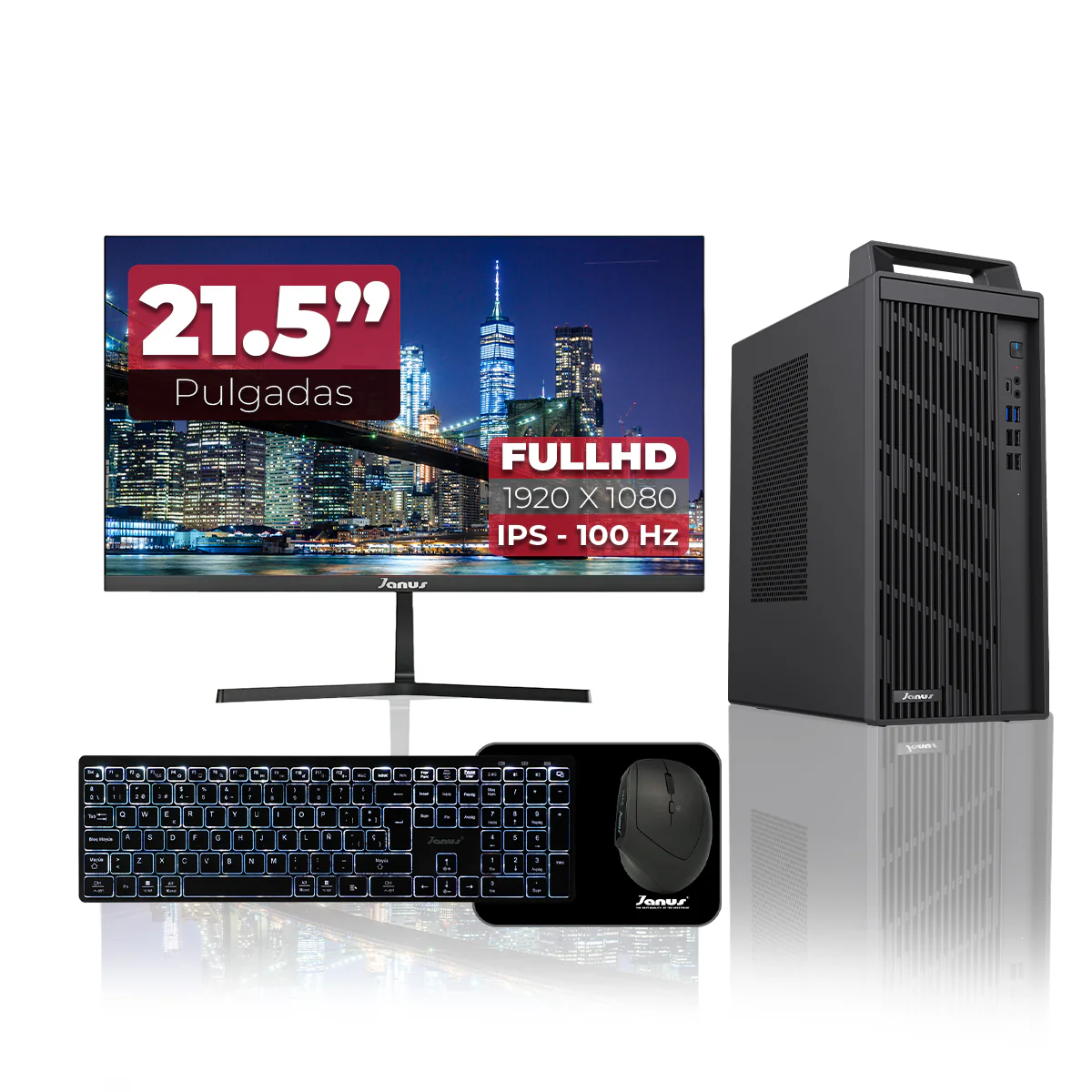 Computador Gamer Janus Workstation Core i9 14900F 32GB DDR5 1TB SSD RTX 5060 8GB + Monitor 21.45" + Combo