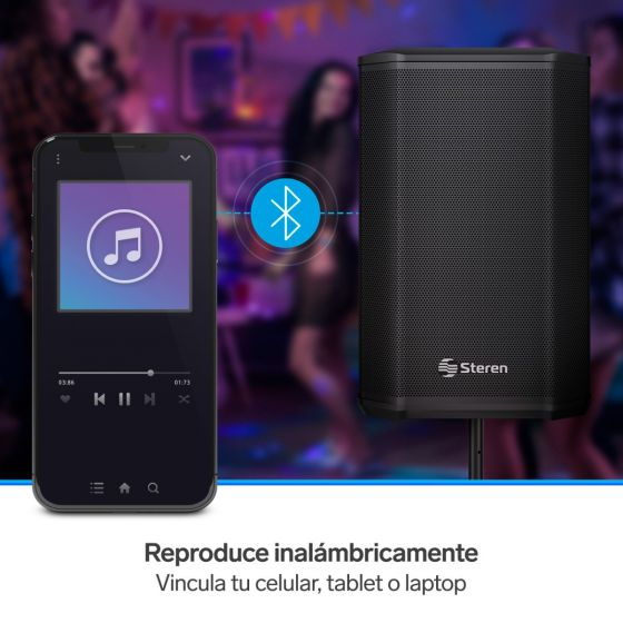 PARLANTE CABINA BLUETOOTH STEREN 8" BAF-0890R - BAFLE PROFESIONAL
