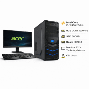 Computador Power Group G12582HSD Core i5-12400 8GB DDR4 + Monitor 21.5” + Teclado y Mouse Computador Power Group G12582HSD Core i5-12400 8GB DDR4 + Monitor 21.5” + Teclado y Mouse