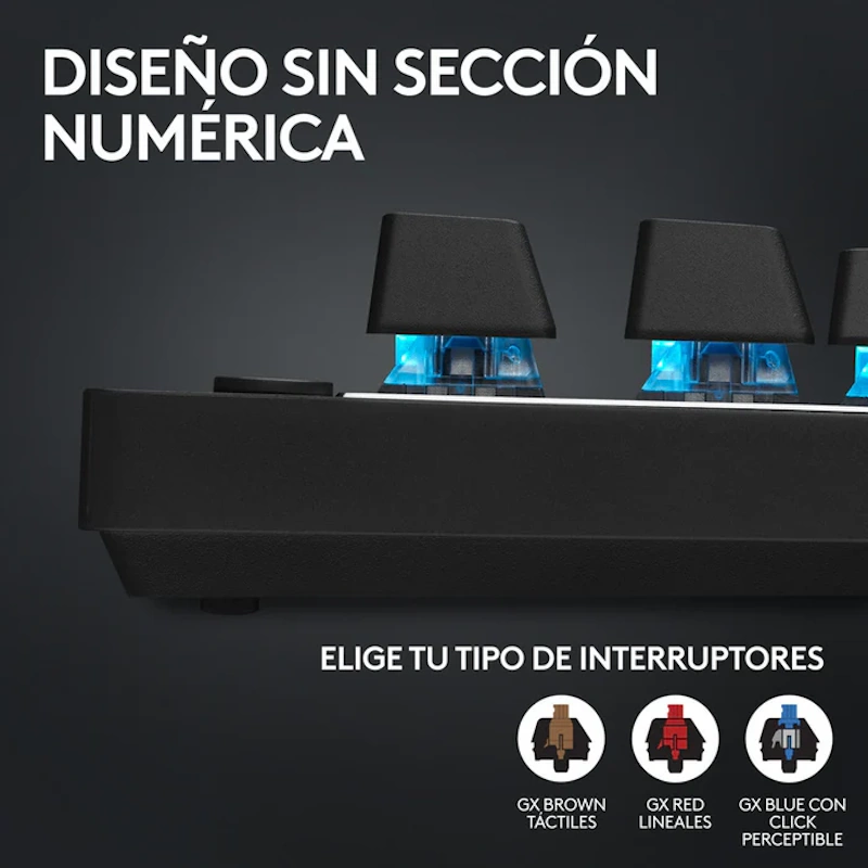 Opciones switches teclado Logitech G PRO X TKL GX Brown GX Red GX Blue intercambiables