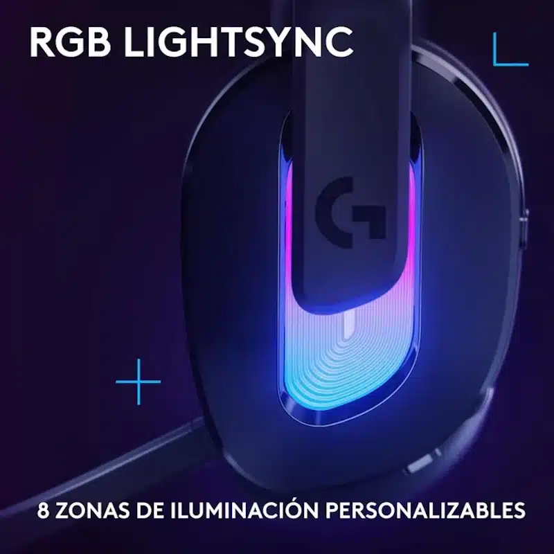 Setup gaming con auriculares Logitech G522 LIGHTSPEED LIGHTSYNC RGB sincronizado escritorio