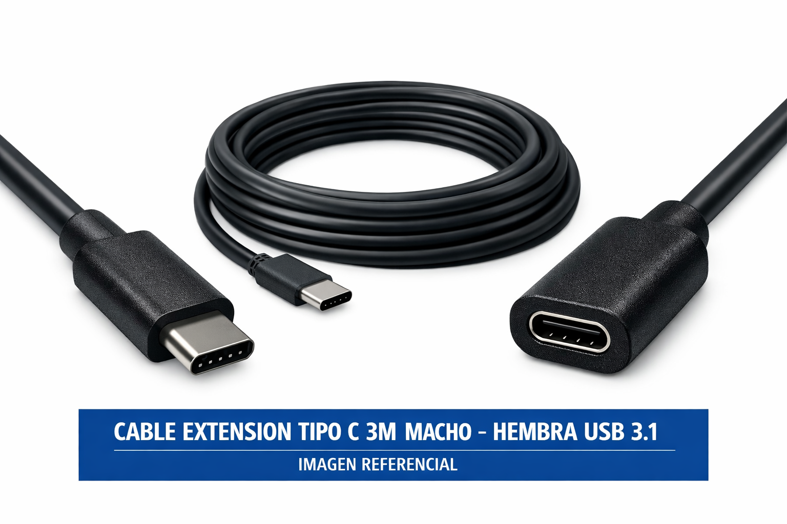 Cable Extensión USB Tipo C 3 Metros Macho a Hembra USB 3.1