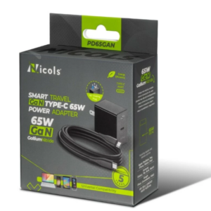 Cargador para Celular Nicols USB Tipo C GaN 65W con Cable Tipo C NC-65W Cargador para Celular Nicols USB Tipo C GaN 65W con Cable Tipo C NC-65W