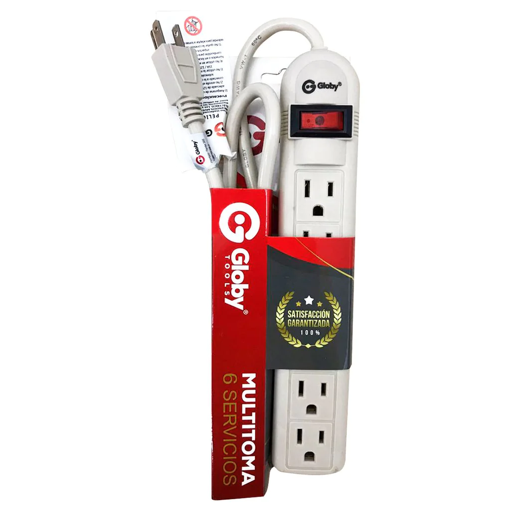 Regleta Multitoma Eléctrica Globy 6 Puestos 5 Metros