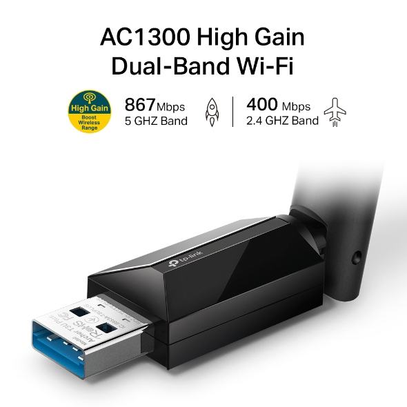 TARJETA DE RED INALAMBRICA USB AC1300 TP-LINK ARCHER T3U PLUS