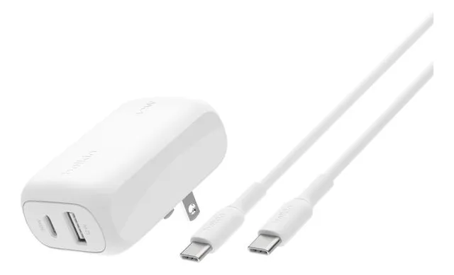 Cargador Belkin Dual 42W USB-C 30W + USB-A 12W con Cable USB Tipo C